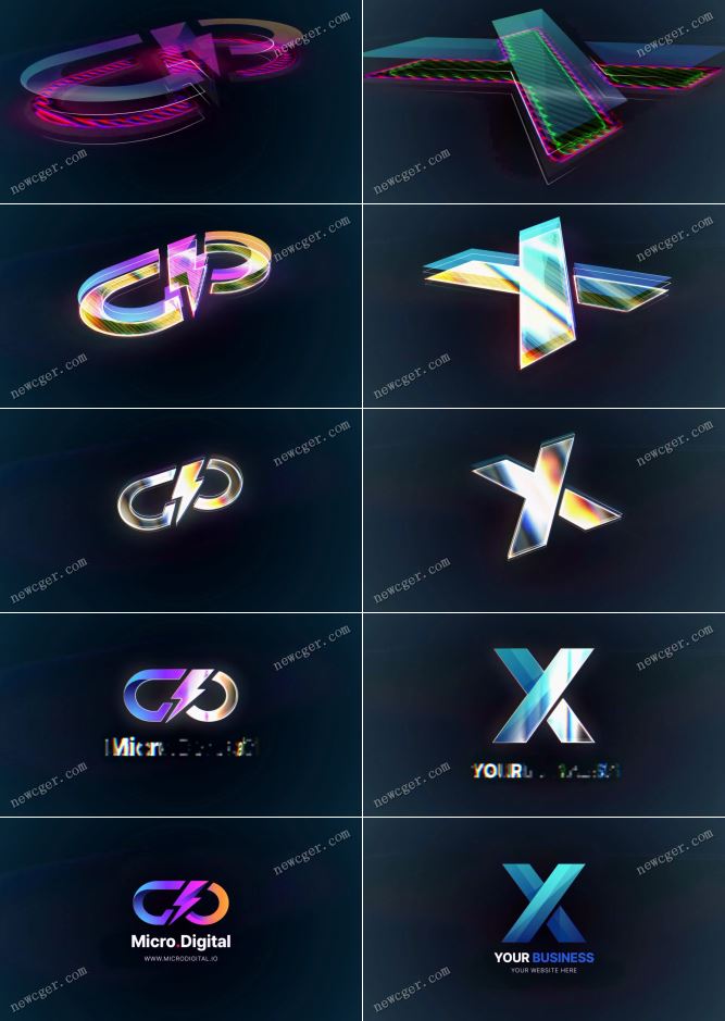 明亮色彩揭示显现的logo标志动画AE模板-创富院