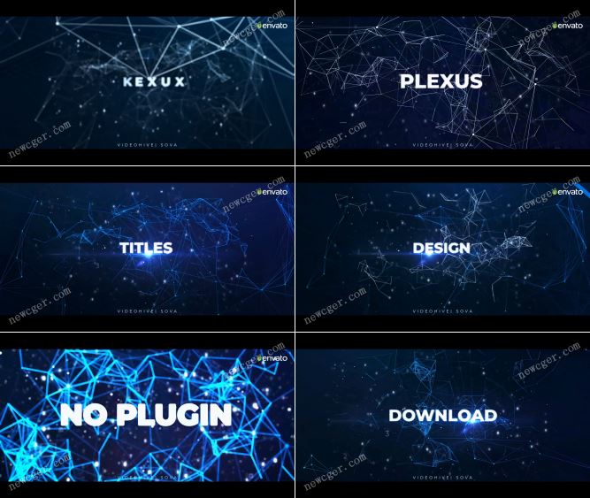 震撼大气Plexus点线粒子背景和标题开场AE模板-创富院