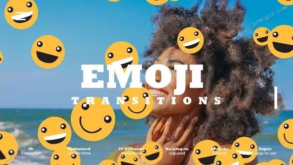 可爱有趣的Emoji表情符号转场动画AE模板-创富院
