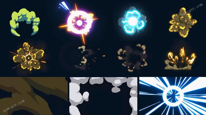 能量爆炸爆裂的手绘flash特效素材AE模板-创富院