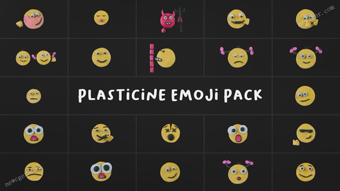 22个粘土橡皮泥风格的Emoji表情符号元素素材AE模板-创富院