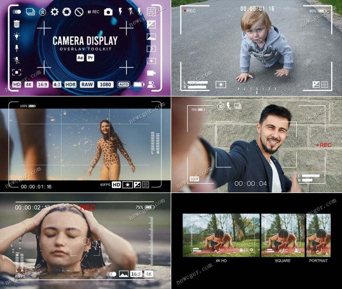 专业的Camera数码相机屏幕取景器覆盖工具AE模板，含mogrt项目-影创院