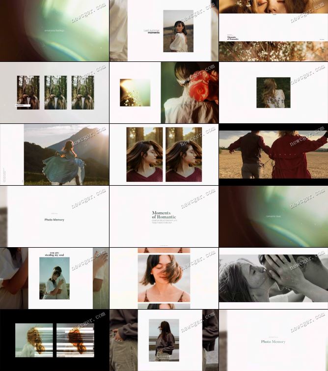 有感情的画报样式的照片图集排版展示动画AE模板-创富院