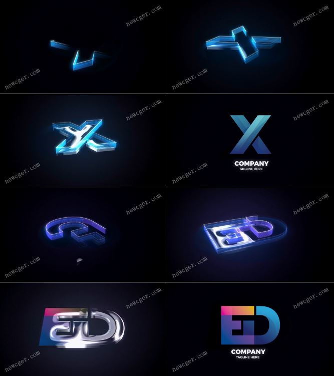 3D轮廓描边生长的明亮干净logo开场动画AE模板-影创院