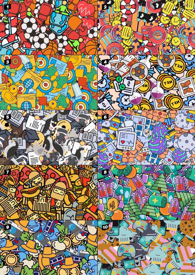 10款可爱卡通风格的密集贴纸背景动画素材AE模板-影创院