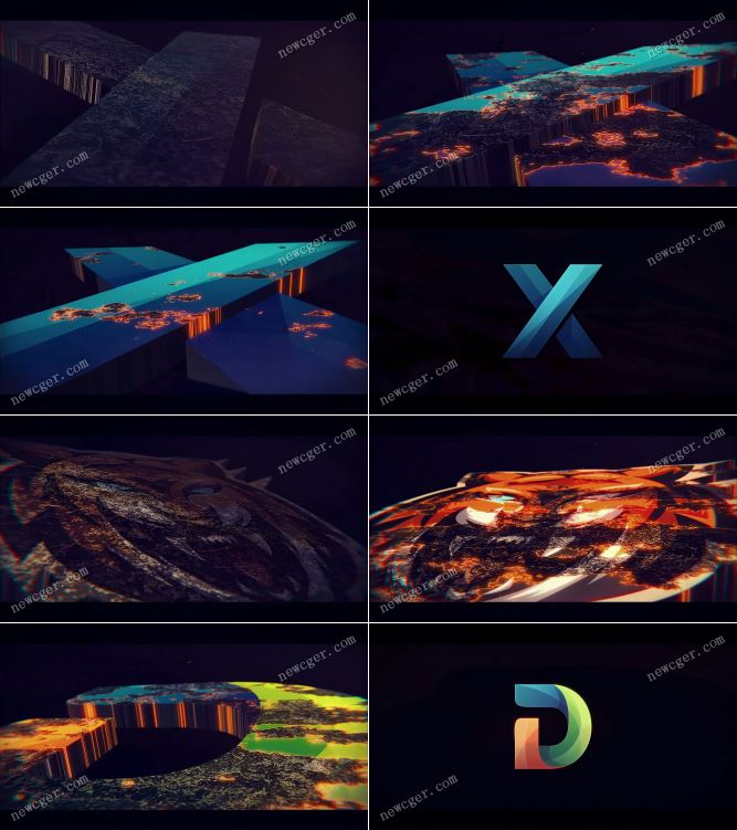 结合E3D插件创建的震撼电影logo标志特效AE模板-影创院