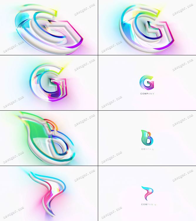 色彩描边后揭示出现的明亮logo标志动画AE模板-影创院
