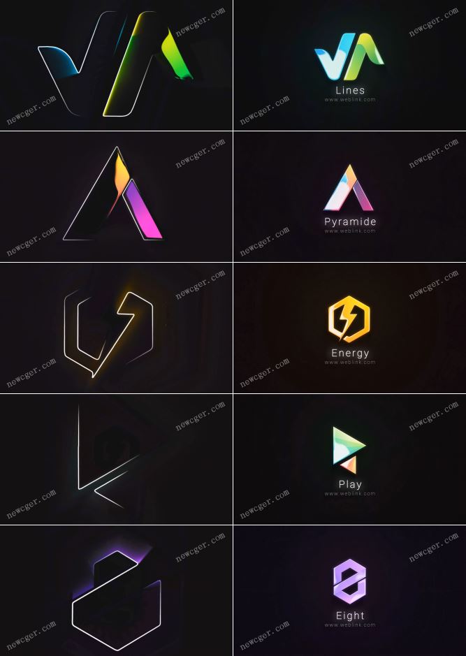 描边揭示的时尚明亮logo标志AE模板，含mogrt项目-影创院