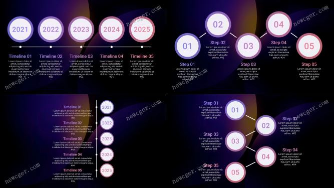 时间线或流程步骤的排版设计动画AE模板-创富院