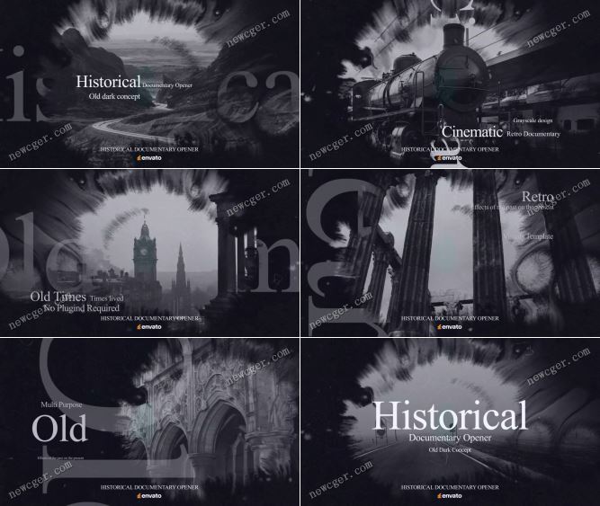 优雅水墨晕染的历史学主题图文展示片头AE模板-创富院