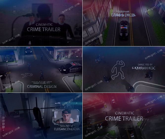 故障标题特效的犯罪电影预告片AE模板-影创院
