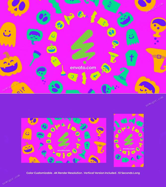 万圣节趣味卡通幽灵logo标志动画AE模板-影创院