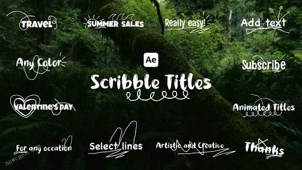 12个有趣的涂鸦手绘标题动画设计AE模板-创富院