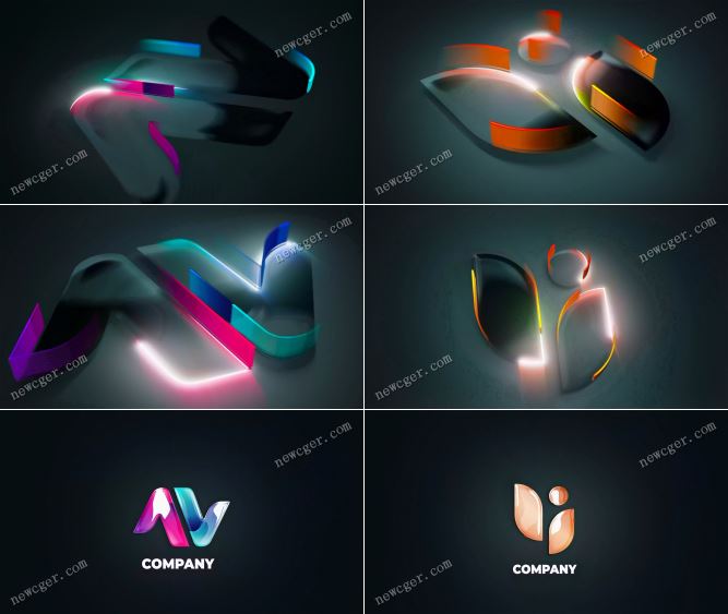 发光的3D描边logo标志开场动画AE模板-影创院