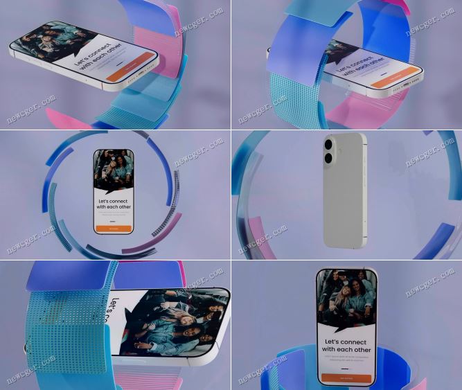 模拟iPhone 16手机屏幕和3D模型动画AE模板-影创院