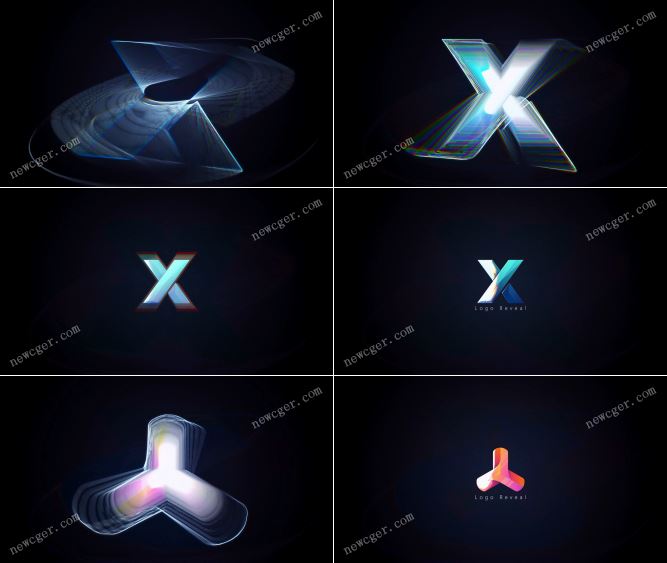 抽象扭曲效果的数字logo标志演绎动画AE模板-影创院