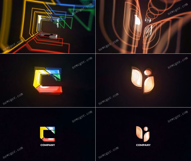 轮廓后退层叠后以3D样式入场演绎的logo标志AE模板-影创院