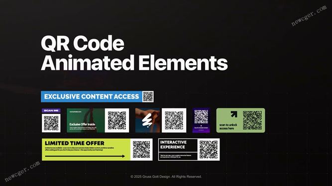 8组不同排版样式的QR Code二维码元素设计AE模板-影创院