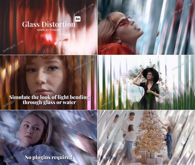 专业的Glass Distortion玻璃失真畸变覆盖效果AE模板-影创院