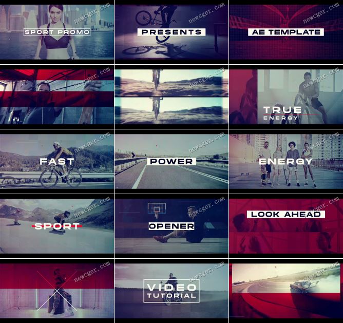 动感帅气的卡点节奏感体育运动剪辑宣传片AE模板-创富院