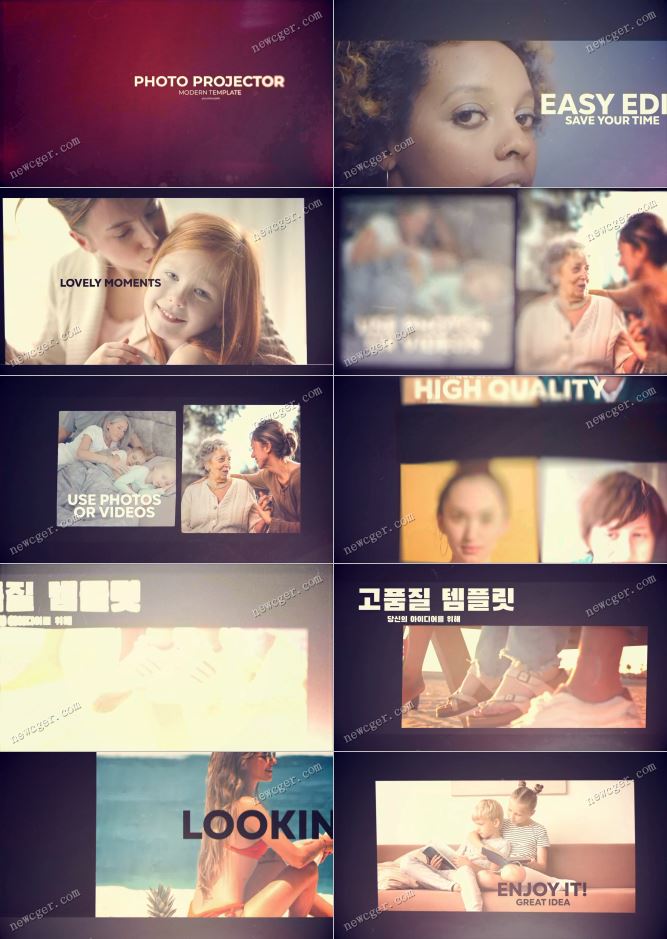 充满温情的投影仪样式的照片展示动画AE模板-影创院