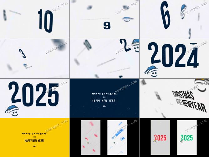 创意圣诞新年10秒倒计时开场动画AE模板-创富院