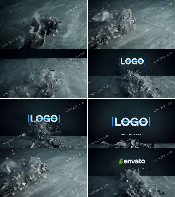震撼的破碎毁灭之路通向logo所在的地方AE模板-影创院