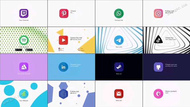 8款共16种干净简约的logo开场小动画AE模板-创富院