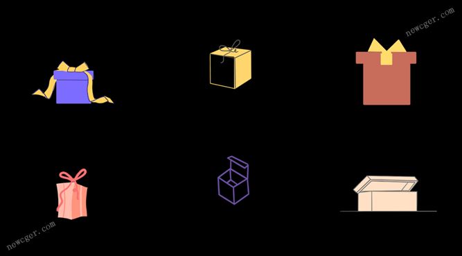 6个卡通风格的礼物盒子动画元素AE模板-创富院