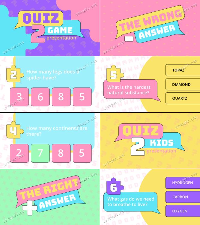 可爱的quiz提问测验卡通场景设计AE模板-创富院