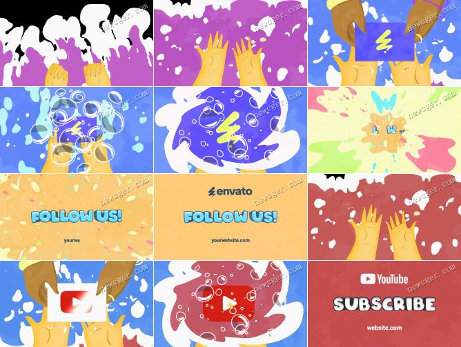 卡通双手交接的logo开场动画AE模板-创富院