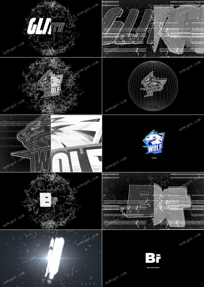 快速的韵律节奏感故障logo标志演绎动画AE模板-影创院
