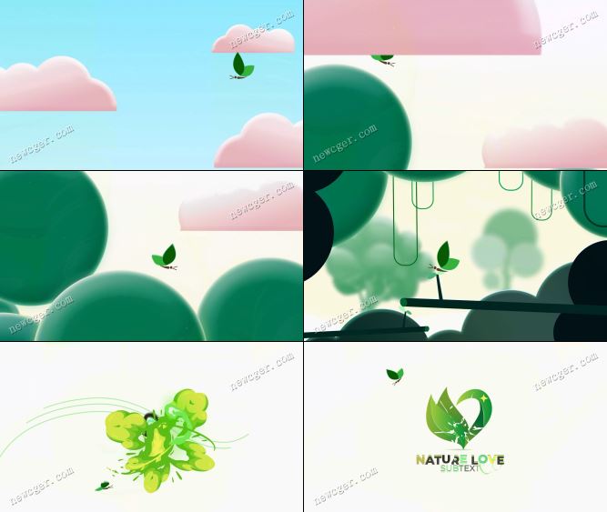 自然春天主题的卡通logo片头动画AE模板-影创院