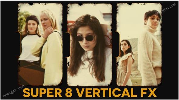 模拟Super 8胶片样式的竖版内容展示AE模板-影创院