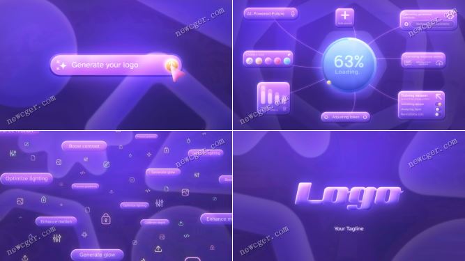 AI工具或人工智能主题的logo片头动画AE模板-影创院