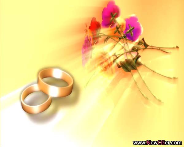 婚庆视频素材，旋转的花朵与对戒-创富院