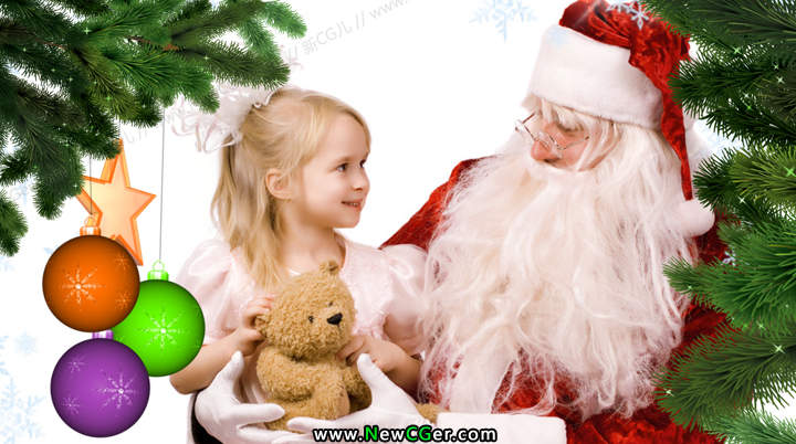 带通道的圣诞节雪松挂球边框视频素材 Christmas fr<x>ame-影创院