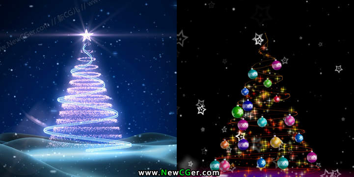 2款漂亮的圣诞树视频素材，Christmas Tree-创富院