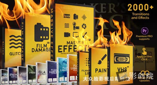 AE脚本-17套视频特效调色转场复古胶片烟雾光效素材叠加预设包 Motion Control Packs-创富院