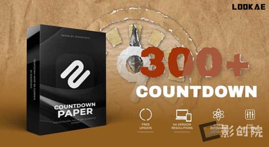 AE脚本-300种创意复古贴纸倒计时动画预设 Countdown Paper-影创院
