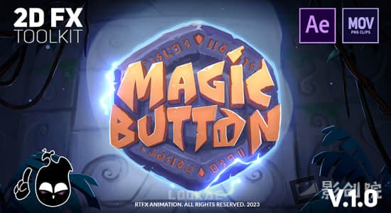 AE脚本-900个卡通能量电流冰雪火焰烟雾爆炸植物生长MG动画特效Magic Button+视频素材-创富院