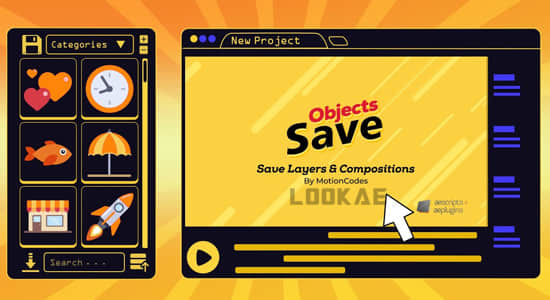 AE脚本-通过实时预览保存合成图层和属性 Save Objects V2.2.1-影创院