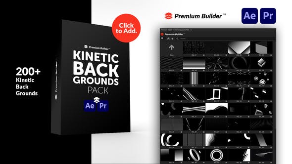 AE/PR脚本-200种创意活力动感图形背景无限循环动画预设 Kinetic Backgrounds Pack-影创院