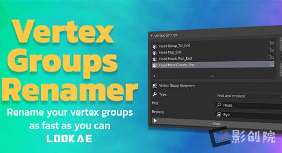 Blender插件-快速给定点组批量重命名工具 Vertex Groups Renamer – Vgr-影创院