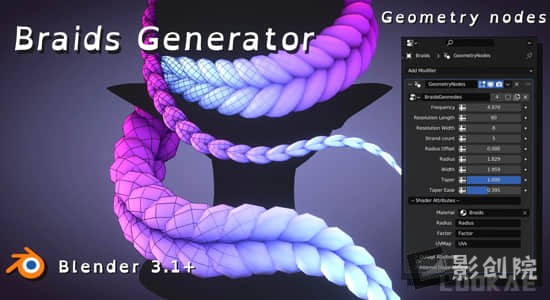 Blender插件-头发辫子制作工具 Braids Generator V5.0.1-影创院