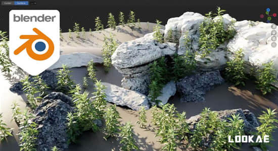 Blender插件-自然环境植物石头预设 BagaPie Modifier Assets V10.4.14+预设库-影创院