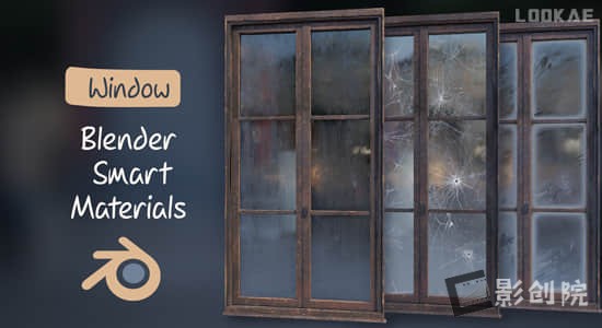 Blender预设-玻璃窗户真实水珠雨滴资产 Blender Smart Materials – Window Procedural Water Drops-影创院