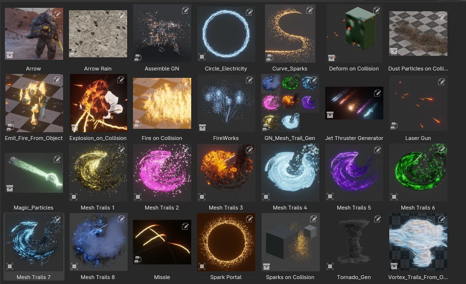 Blender预设-魔法能量火星粒子射击爆炸游戏特效资产 Blend Fx-LookAE.com Blender预设-魔法能量火星粒子射击爆炸游戏特效资产 Blend Fx