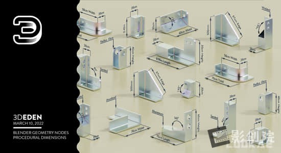 模型尺寸测量标注Blender插件 Geometry Nodes Dimensions System V2-影创院
