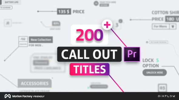 PR脚本-200种科技感线条呼出文字标题介绍动画预设 Line Call Out Titles for Premiere Pro-影创院